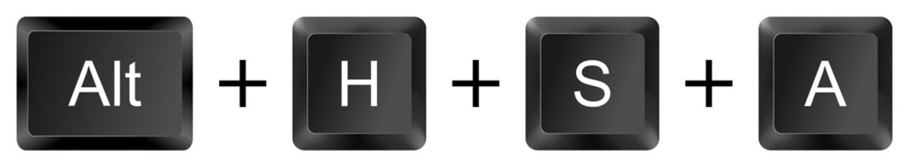 Fototapeta premium Alt + H + S + A Excel keyboard shortcut for sort ascending command, isolated key design