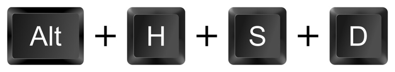 Alt + H + S + D Excel keyboard shortcut for sort descending command, isolated keyboard icon on...