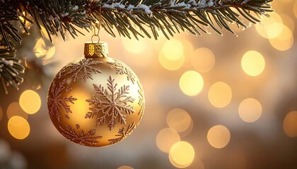 Close up of a christmas bauble hanging on a tree