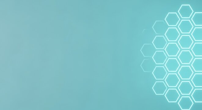 Abstract futuristic technology background with a glowing hexagonal grid pattern on a clean turquoise gradient backdrop