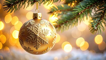 Close up of a christmas bauble hanging on a tree