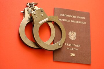Austria Passport With Police Handcuffs