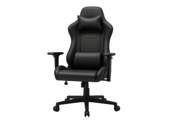 Black leather gaming chair providing comfort and ergonomic design for extended use, with adjustable features and wheels