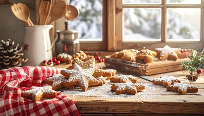 Christmas cookies on a wooden table
