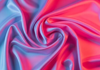 Obraz premium Iridescent fabric with swirling folds in pink and blue