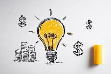 Creative ideas for financial success with light bulb and money symbols Generative AI