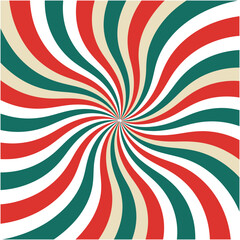 Swirling Retro Pattern in Red, Green, and Beige on a White Background