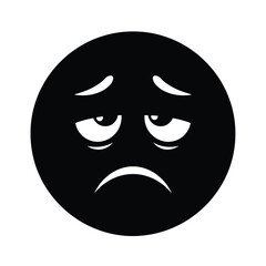 Sad face emoji simple graphic representing disappointment or unhappiness in emotions silhouette