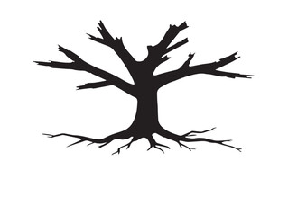 Tree with roots underground silhouette icon vector illustration solid symbol