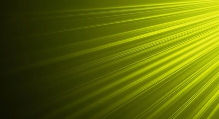 Obraz premium Radiant yellow-green light beams shining from the corner on a dark abstract background