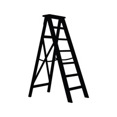 Simple wooden a-frame stepladder silhouette for construction and diy projects silhouette