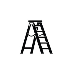 Silhouette of a folding a-frame ladder for home improvement and construction projects silhouette