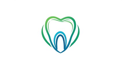 Dental logo featuring a tooth enclosed in a heart-shaped outline