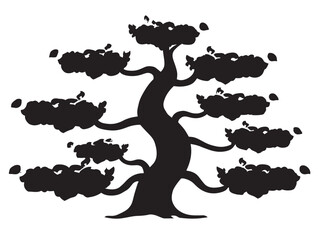 Zen tree shape silhouette icon vector illustration solid black symbol