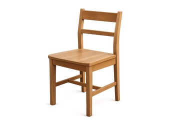 Fototapeta premium Wooden chair showing simple minimalist design, natural light wood furniture for home, office or restaurant