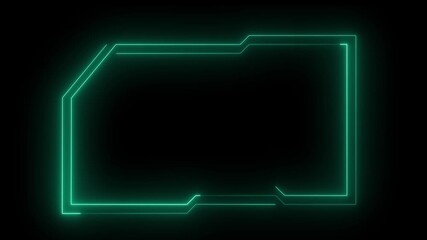 Neon glass frame collection with luminescent geometric elements - green translucent shapes with radiant borders on dark backdrop. Futuristic glossy banner borders. - Powered by Adobe