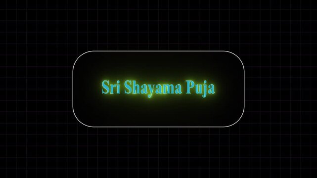 LAKSHMI puja text  icon vector Green color Glowing Neon concept. Happy Dusshera Indian festival.
