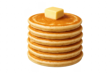 Stack of pancakes with butter block on top