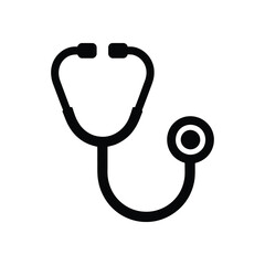 Black Stethoscope Icon on White Background Medical Diagnostic Tool Illustration for Health