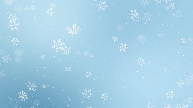 new year snowflakes and bokeh lights on blue motion background with shiny glitter stars,year and christmas holiday celebration social media design element	