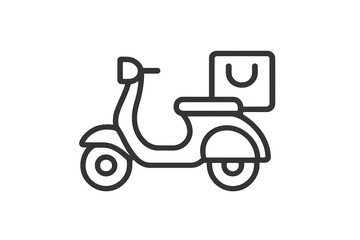 Fototapeta premium Scooter delivery service line icon showing fast online food and grocery shopping, parcels, logistics, and quick urban transport