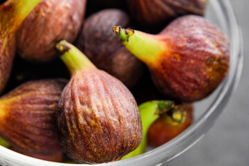 Figs fresh ripe fruit natural product tasty snack fresh delicious gourmet food background on the table rustic top view copy space diet vegan and vegan food