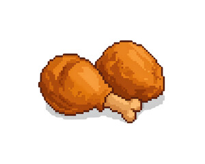 Pixel Art Fried Chicken Drumsticks on White Background chicken legs food isolated on a transparent background