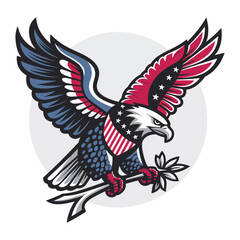 Obraz premium Powerful USA Eagle Vector Set with Patriotic Flying Poses