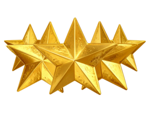 Golden Five-Star Rating Icon with Glossy Effect