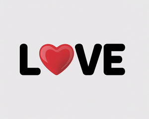 Express your deepest affection with this bold, vibrant 'LOVE' graphic featuring a striking red heart symbol, perfect for any heartfelt message or romantic campaign.