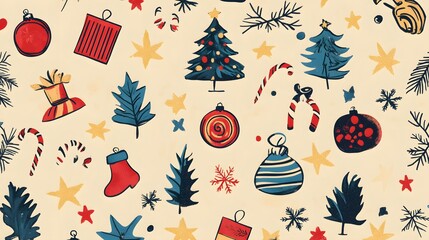 symbol of Christmas repeating line pattern