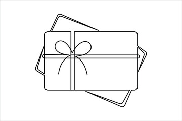 Continuous one line art drawing of present box with ribbon and bow. Gift box single line art outline vector illustration © MdRuman