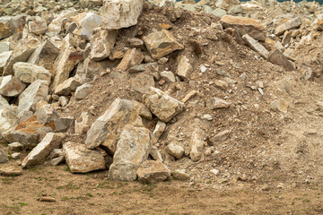 Large pieces of rocks limestone fragments rock texture