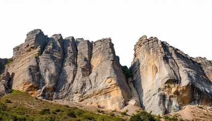 cliffs with steep edges isolated on white or white background cutout
