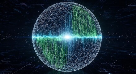 Abstract digital earth with binary code, futuristic technology background