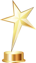 Five-pointed gold star on a pedestal, award ceremony design