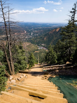 A breathtaking landscape captured from the top of the Manitou Incline overlooking the city of Colorado Springs. 