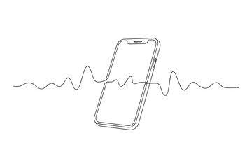 mobile phone isolated,
Line Drawing of Floating Smartphone,
Continuous Black Line Art on White Background