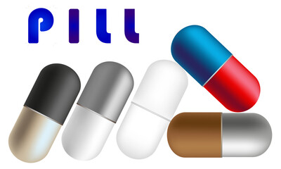 colorful 3d capsules and pill illustration