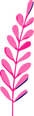 A bright pink stylized leaf branch with rounded leaves in a modern flat illustration style.