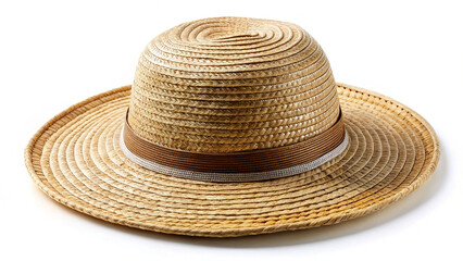 Light beige straw hat with a dark band