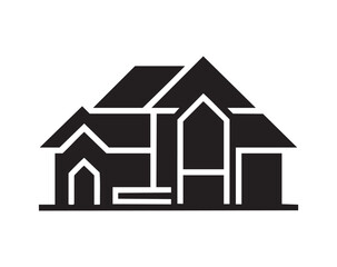 Geometric Modern House Silhouette Icon  Property Real Estate and Architectural Vector