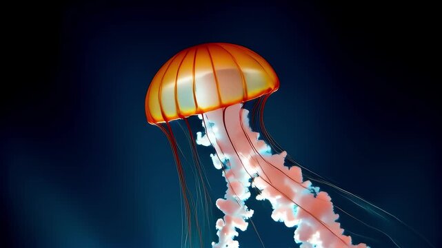 Jellyfish floating in the ocean at night