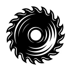 Circular Saw Blade Vector Illustration – Black and White Sharp Tool Icon for Construction, Woodwork, and Mechanic Design