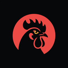 Bold Rooster Head in Circle Logo