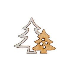 Wooden Christmas tree decoration isolated on transparent background