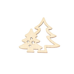 Wooden Christmas tree decoration isolated on transparent background