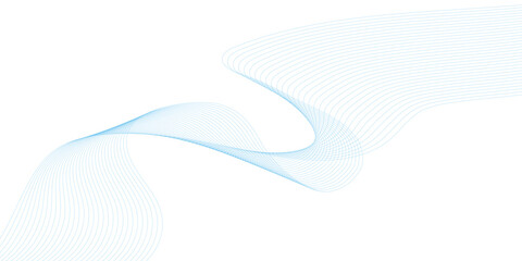 Abstract blue smooth wave on a white background. Dynamic sound wave. Design element. Vector illustration.	