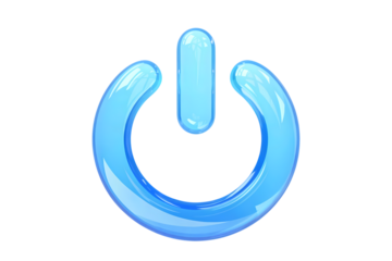 3d illustration icon of blue power button indicating start or stop function . Isolated on transparent background, png