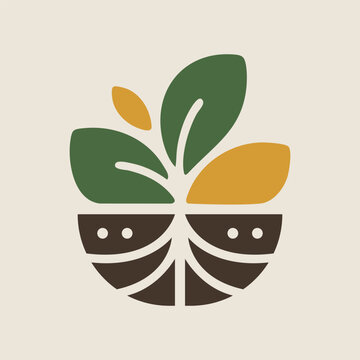 Abstract Plant Bowl Nature Food Logo
